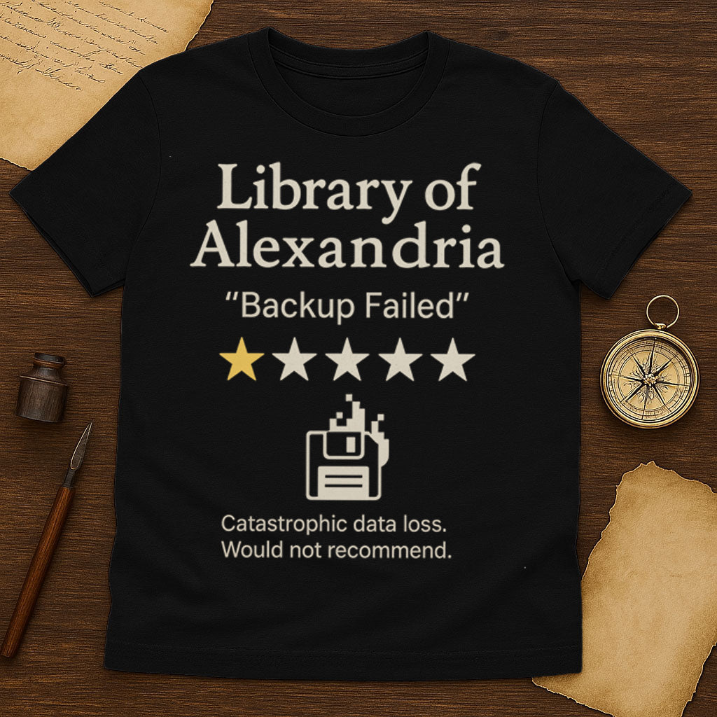 Library of Alexandria 1 Star T-Shirt Mockup Black