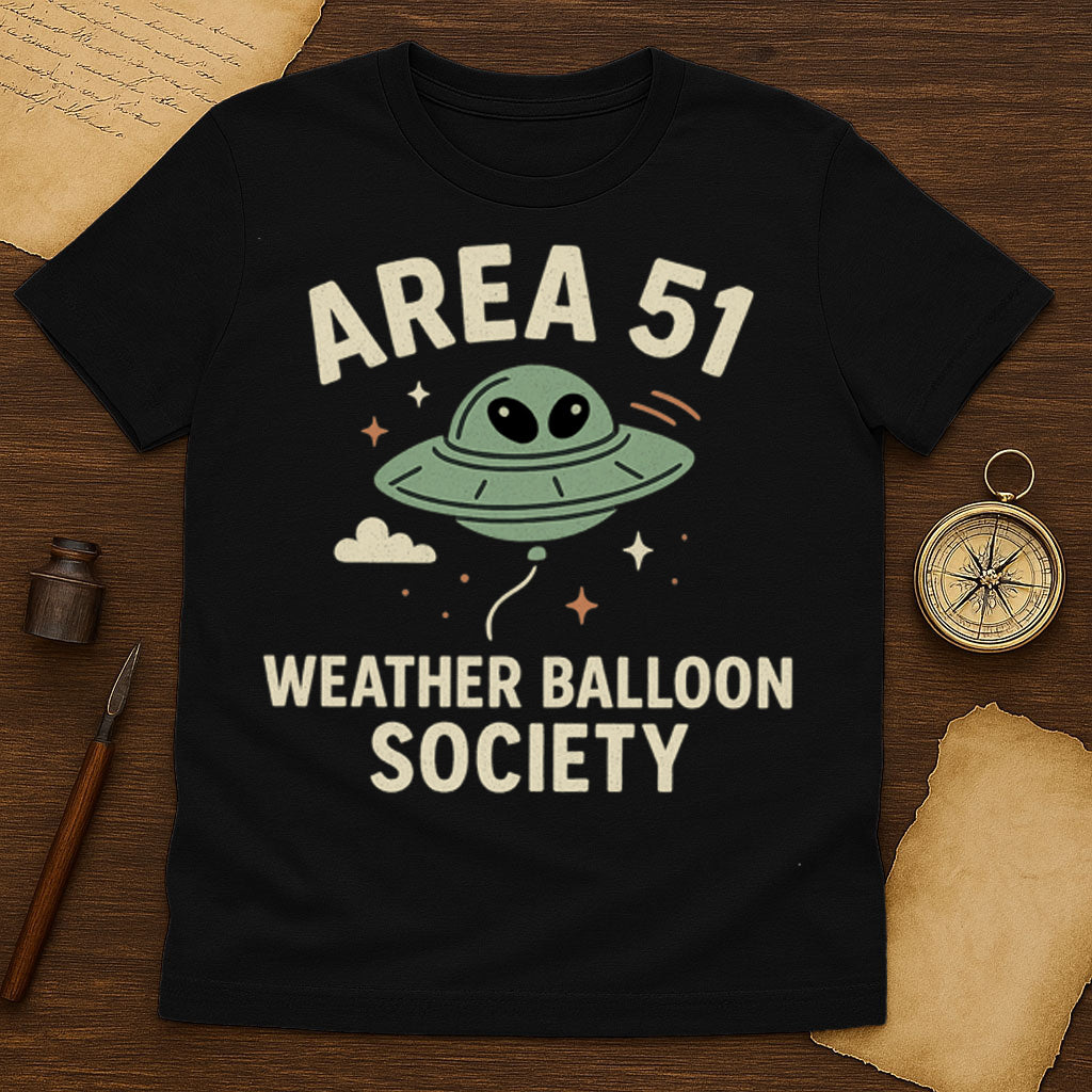 Area 51 Weather Balloon Society T-Shirt Mockup Black