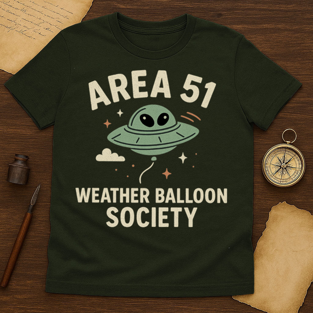 Area 51 Weather Balloon Society T-Shirt Mockup Military Green