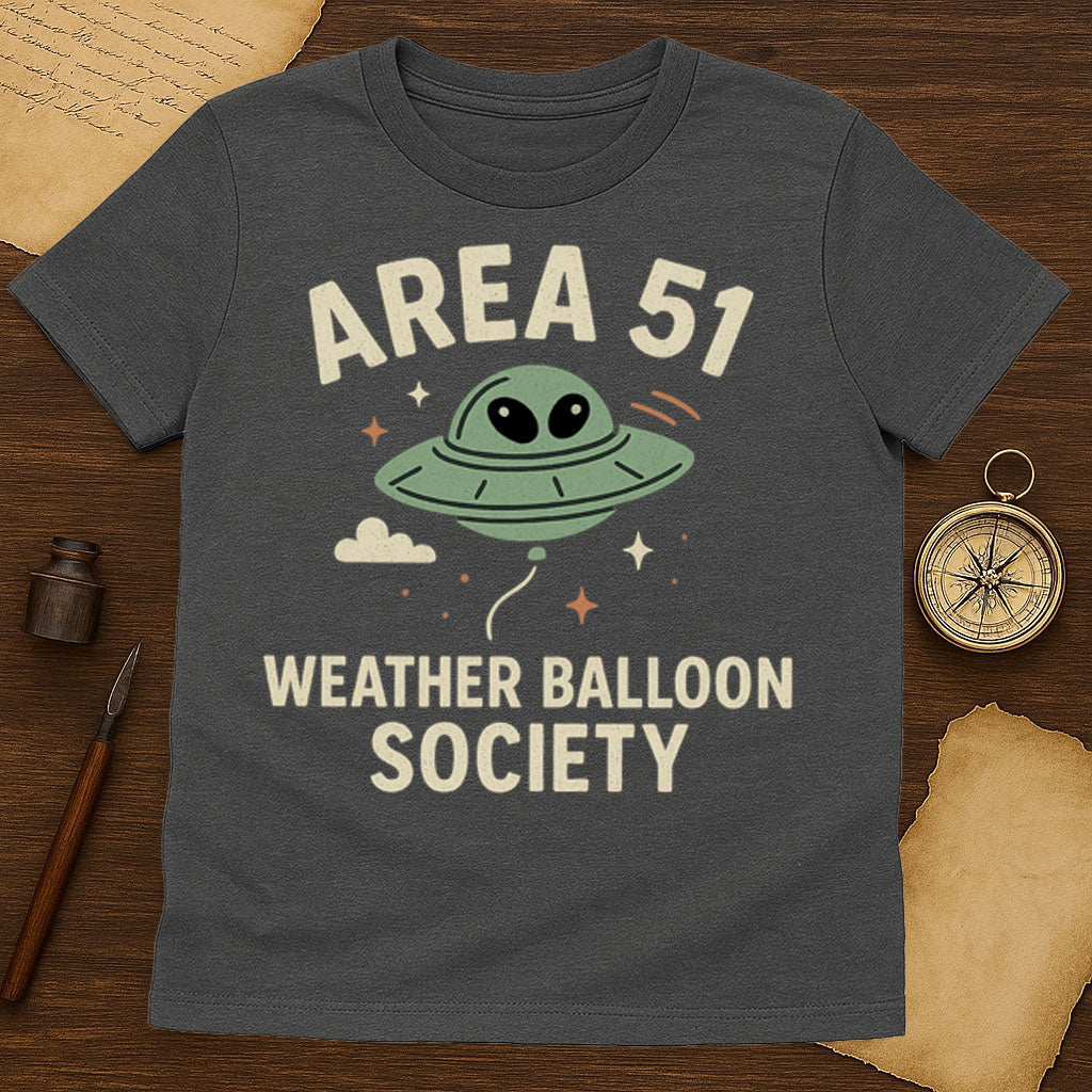 Area 51 Weather Balloon Society T-Shirt Mockup Dark Heather