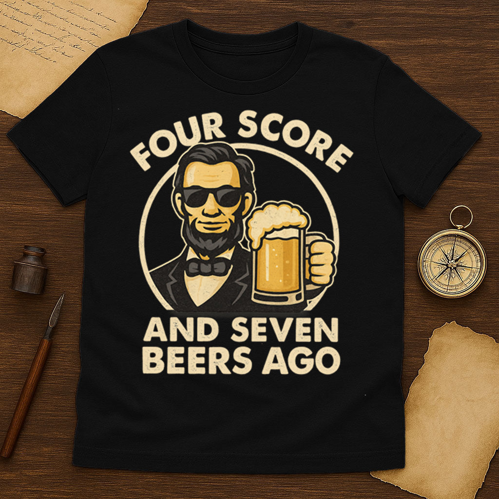 Four Score and Seven Beers T-Shirt Mockup Black