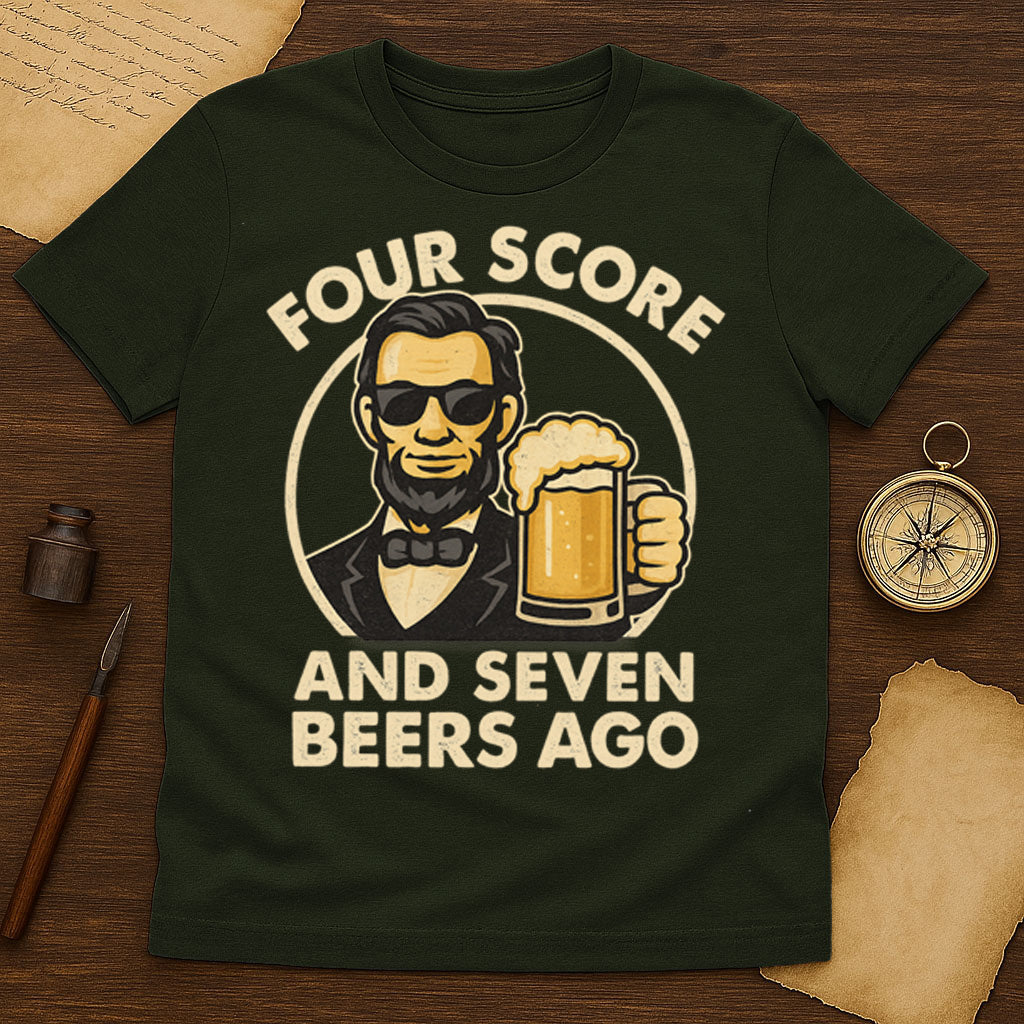 Four Score and Seven Beers T-Shirt Mockup Military Green