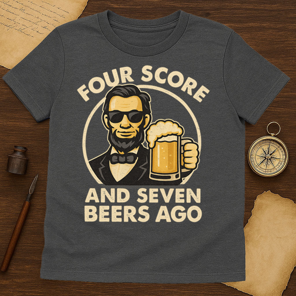 Four Score and Seven Beers T-Shirt Mockup Dark Heather