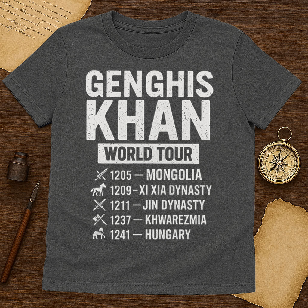Genghis Khan World Tour T-Shirt Mockup Dark Heather