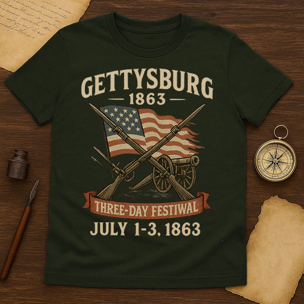 Gettysburg Three-Day Festival T-Shirt Mockup Military Green
