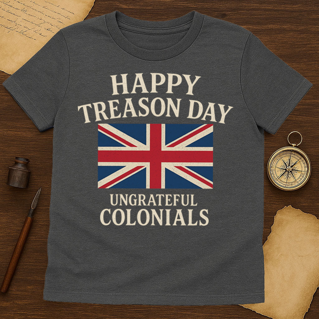 Happy Treason Day T-Shirt Mockup Dark Heather