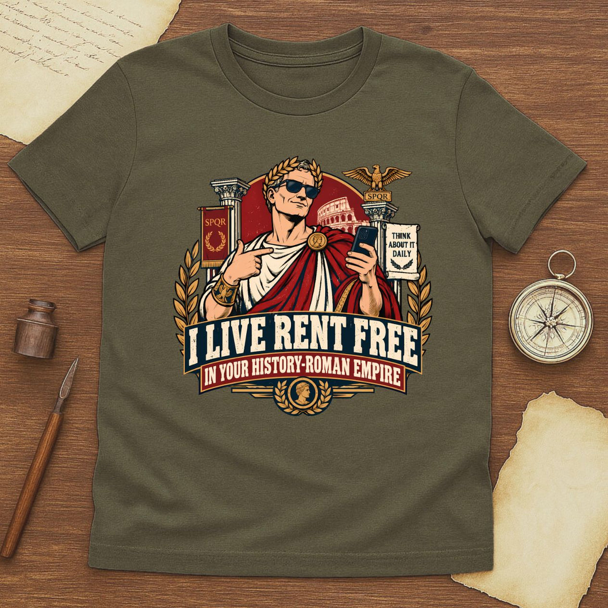 Funny Roman Empire Meme T-Shirt for History Lovers - Rent Free in Your History