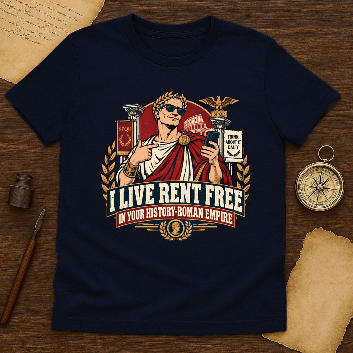 Funny Roman Empire Meme T-Shirt for History Lovers - Rent Free in Your History