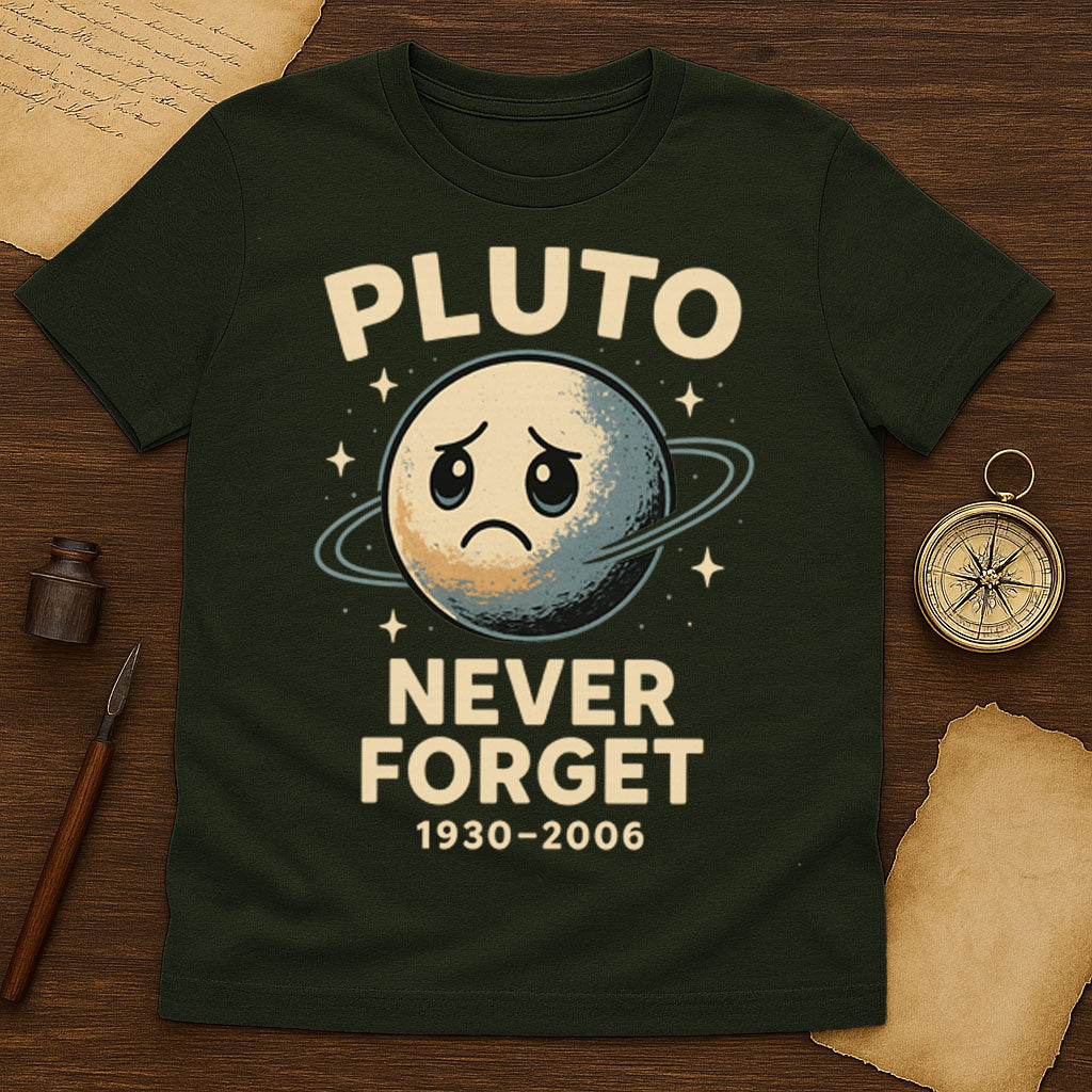 Pluto Never Forget T-Shirt Mockup Military Green