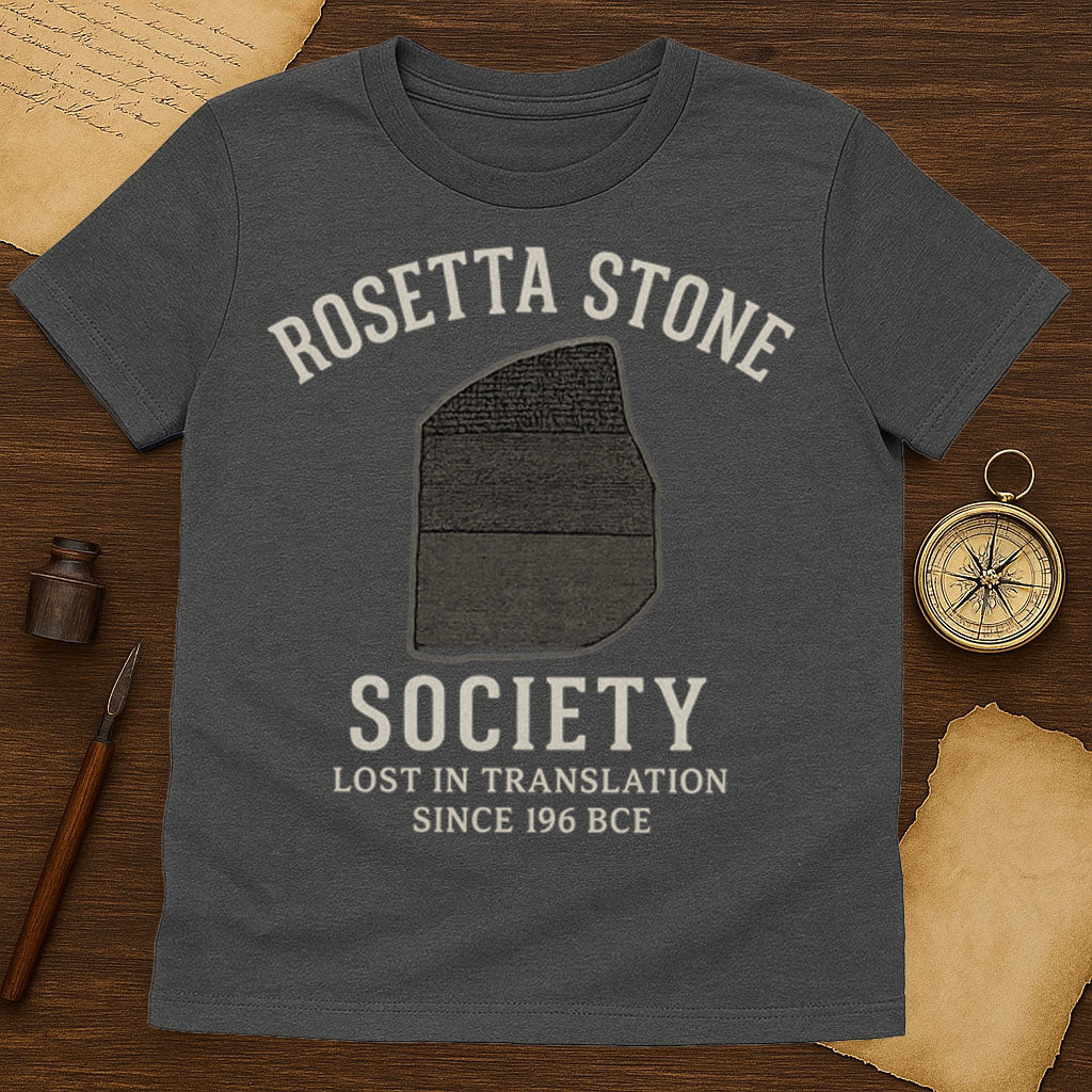 Rosetta Stone Society T-Shirt Mockup Dark Heather