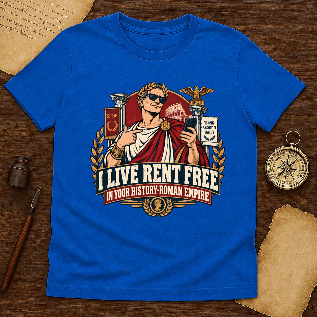 Funny Roman Empire Meme T-Shirt for History Lovers - Rent Free in Your History