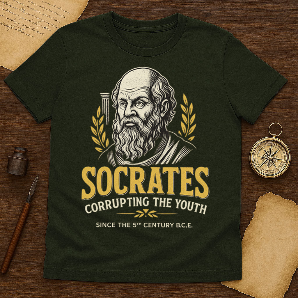 Socrates Corrupting The Youth T-Shirt Mockup Military Green