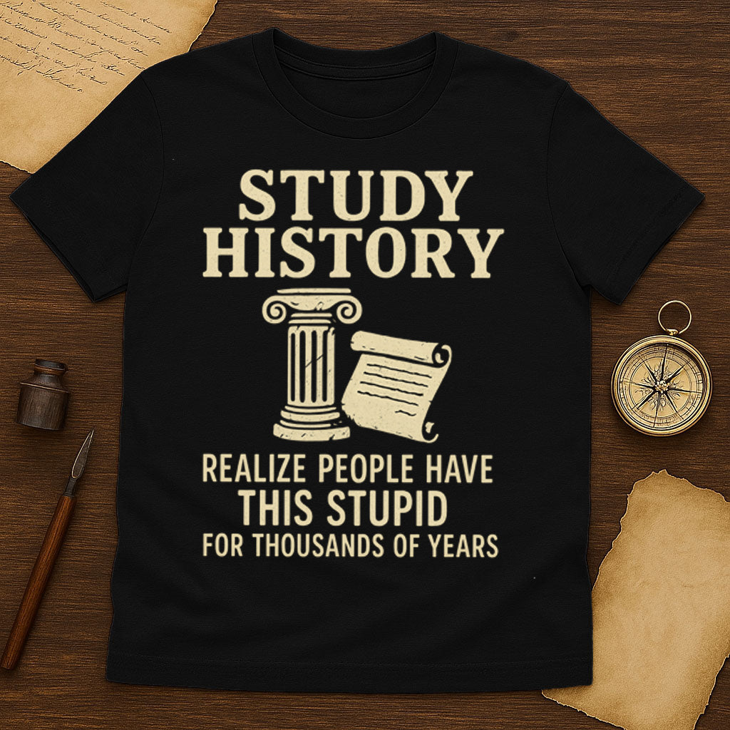 Study History T-Shirt Mockup Black