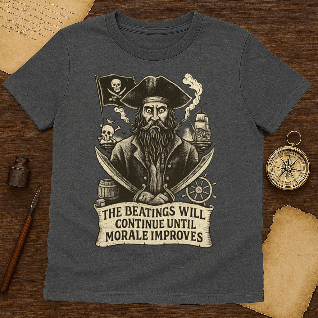The Beatings Will Continue T-Shirt Mockup Black