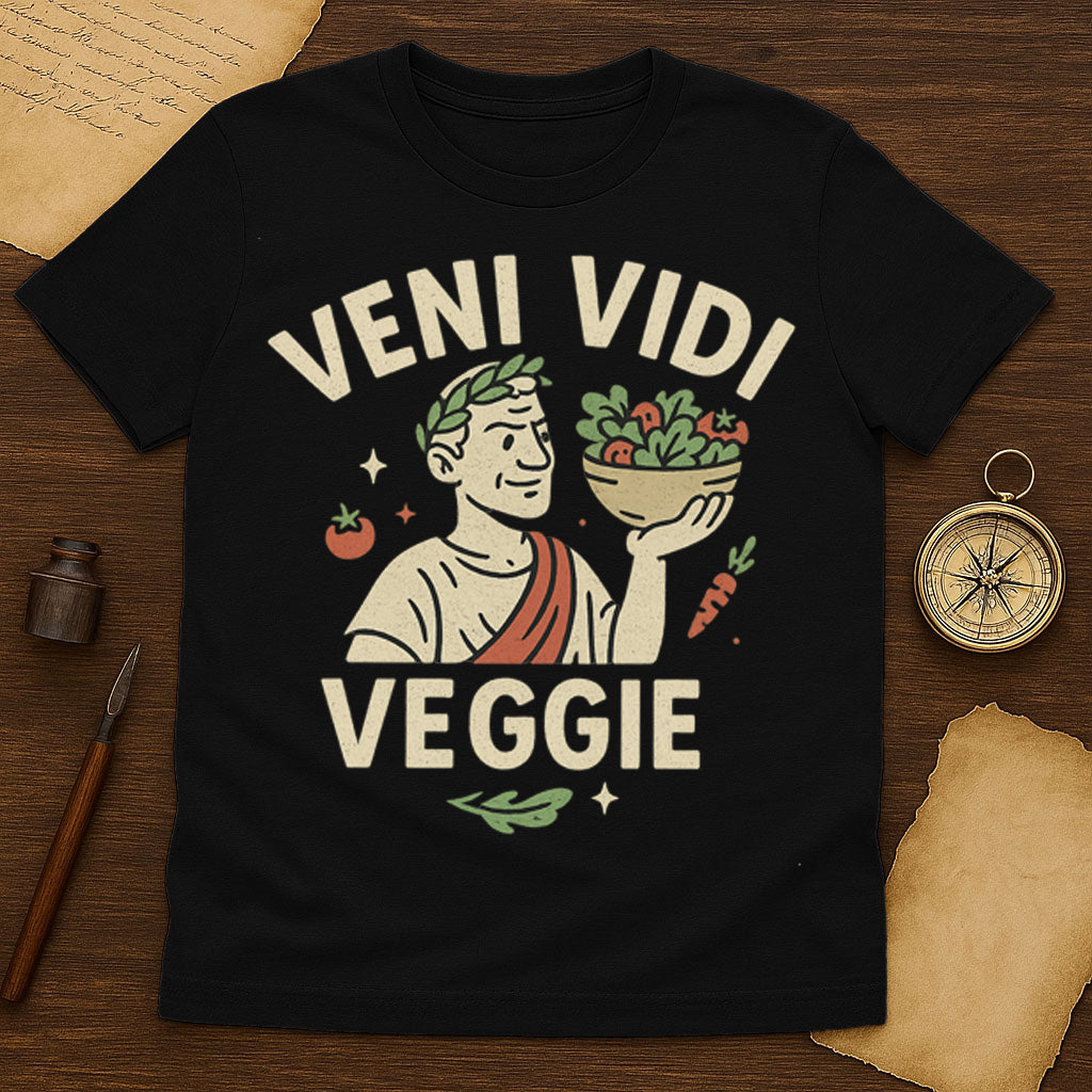 Veni Vidi Veggie T-Shirt Mockup Black