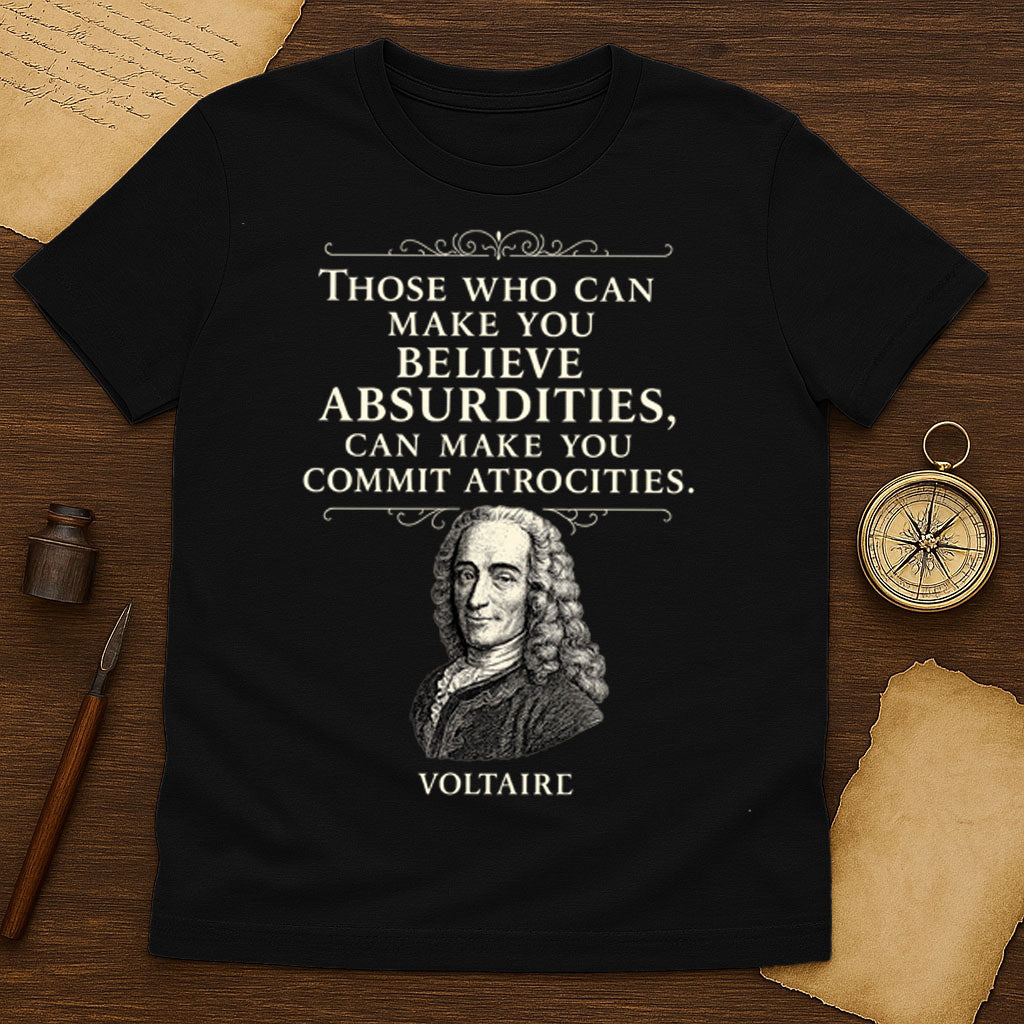 Voltaire Quote T-Shirt Mockup Black