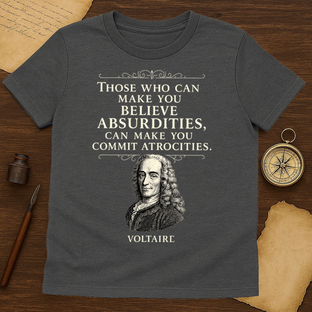 Voltaire Quote T-Shirt Mockup Dark Heather