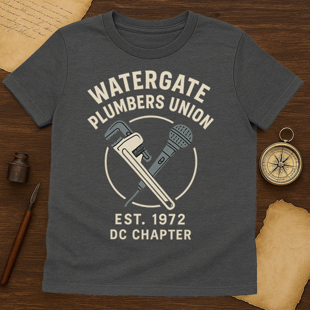 Watergate Plumbers Union T-Shirt Mockup Dark Heather