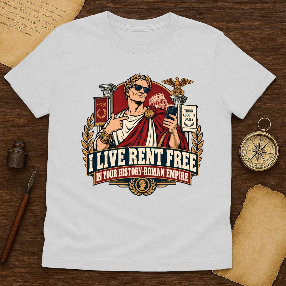 Funny Roman Empire Meme T-Shirt for History Lovers - Rent Free in Your History