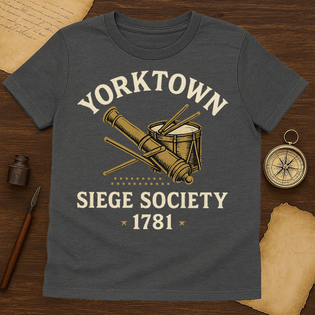 Yorktown Siege Society T-Shirt Mockup Dark Heather