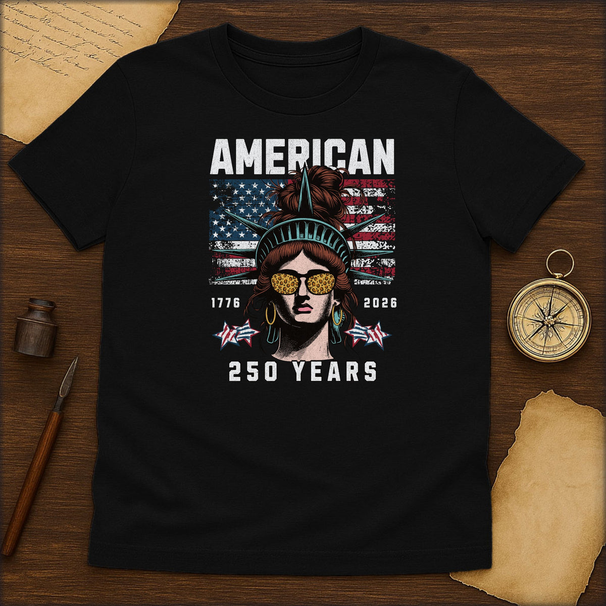 American 250 Years T-Shirt — Statue of Liberty Patriotic USA Anniversary Tee - History Shirt Club