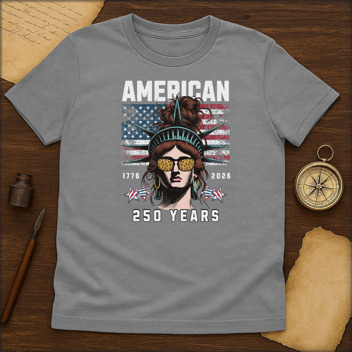 American 250 Years T-Shirt — Statue of Liberty Patriotic USA Anniversary Tee - History Shirt Club