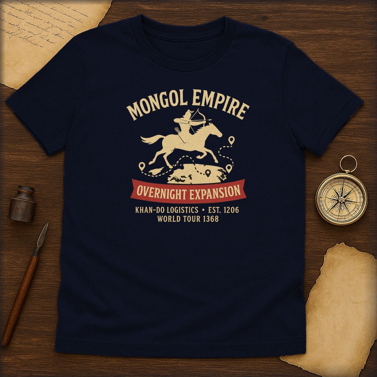 Mongol Empire 'Overnight Expansion' T-Shirt — Vintage Horseman History Tee - History Shirt Club