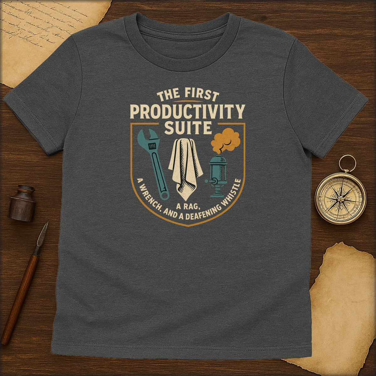 Productivity Suite T-Shirt — "The First Productivity Suite" Vintage Work Tools Tee - History Shirt Club