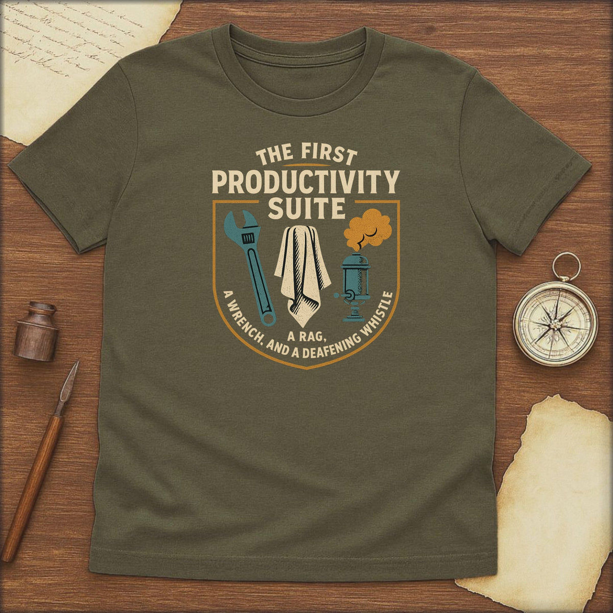 Productivity Suite T-Shirt — "The First Productivity Suite" Vintage Work Tools Tee - History Shirt Club