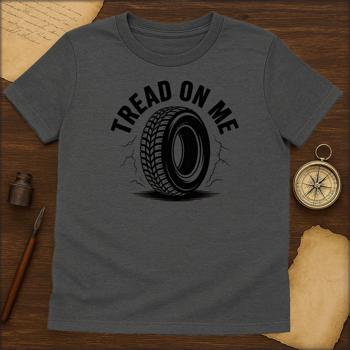 Tread On Me Tire T‑Shirt — Vintage Auto Rebel Graphic Tee - History Shirt Club