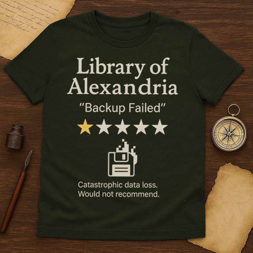 Library of Alexandria 1 Star T-Shirt Mockup Military Green