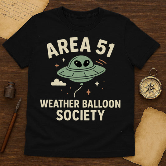 Area 51 Weather Balloon Society T-Shirt Mockup Black