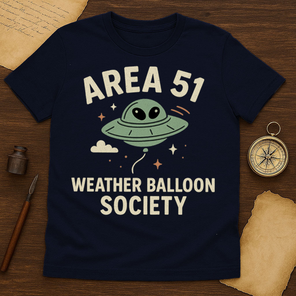 Area 51 Weather Balloon Society T-Shirt Mockup Navy