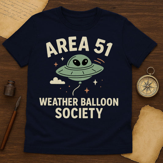 Area 51 Weather Balloon Society T-Shirt Mockup Navy