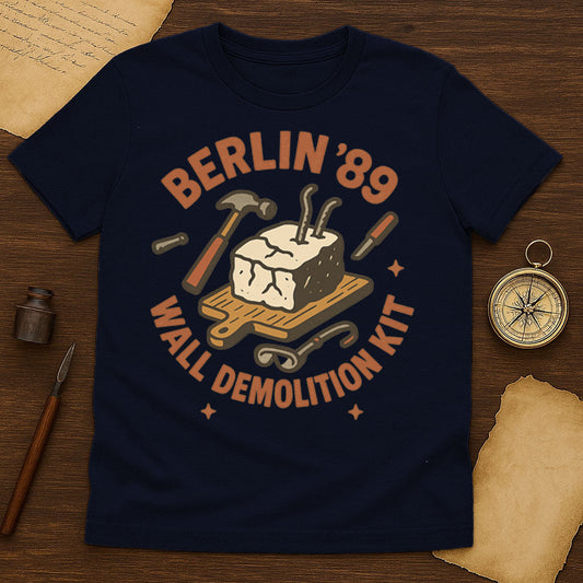 Berlin Wall Demolition Kit T-Shirt Mockup Navy