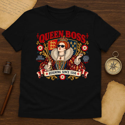 Queen Boss Elizabeth I Graphic Tee, Tudor Queen in Sunglasses
