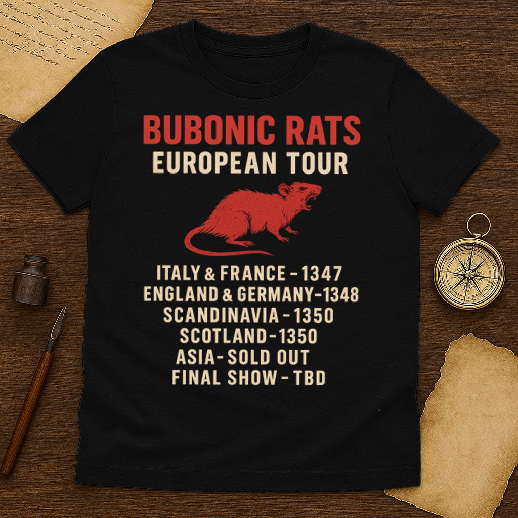 Bubonic Rats European Tour T-Shirt Mockup Black