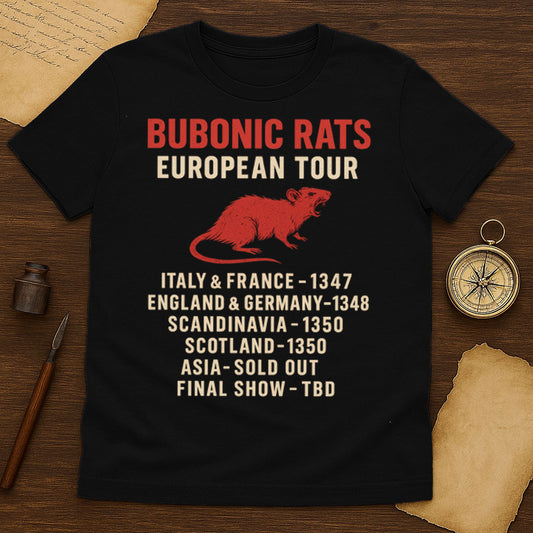 Bubonic Rats European Tour T-Shirt Mockup Black
