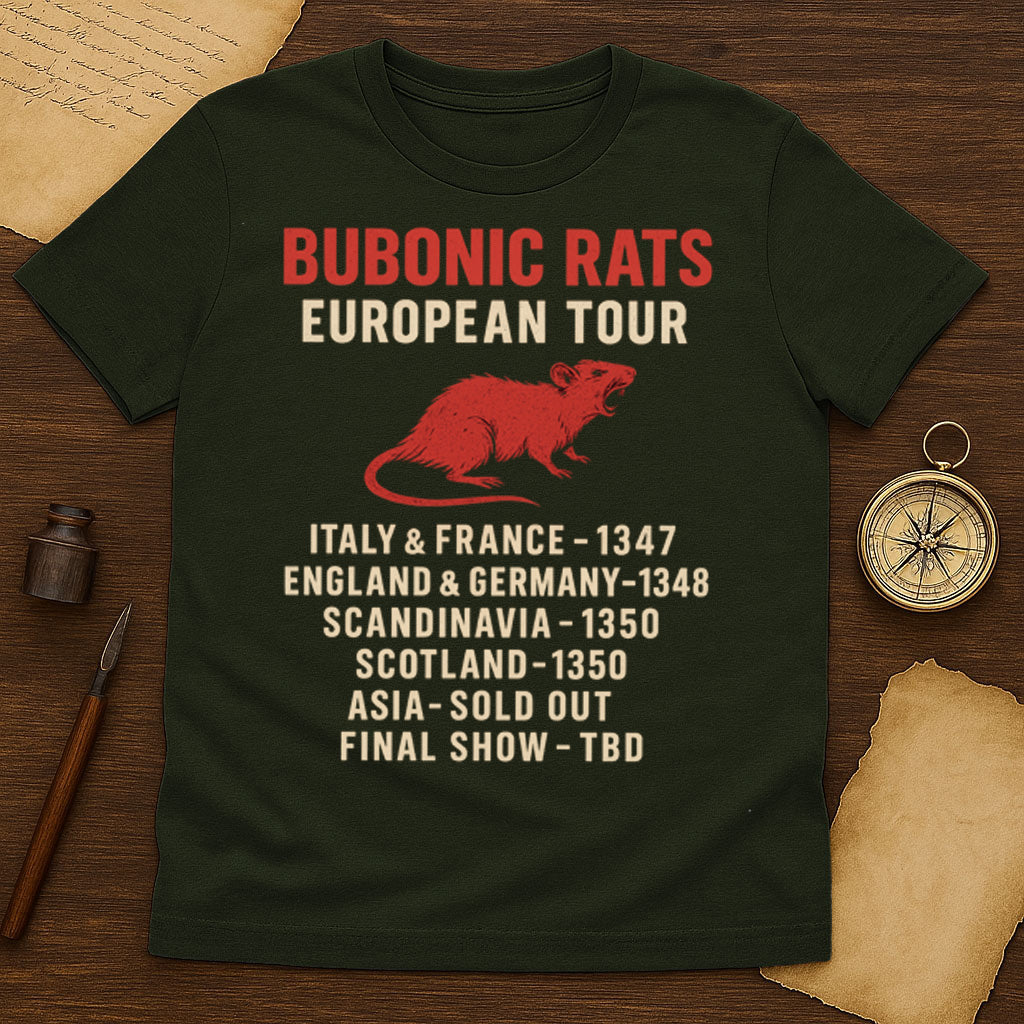 Bubonic Rats European Tour T-Shirt Mockup Military Green