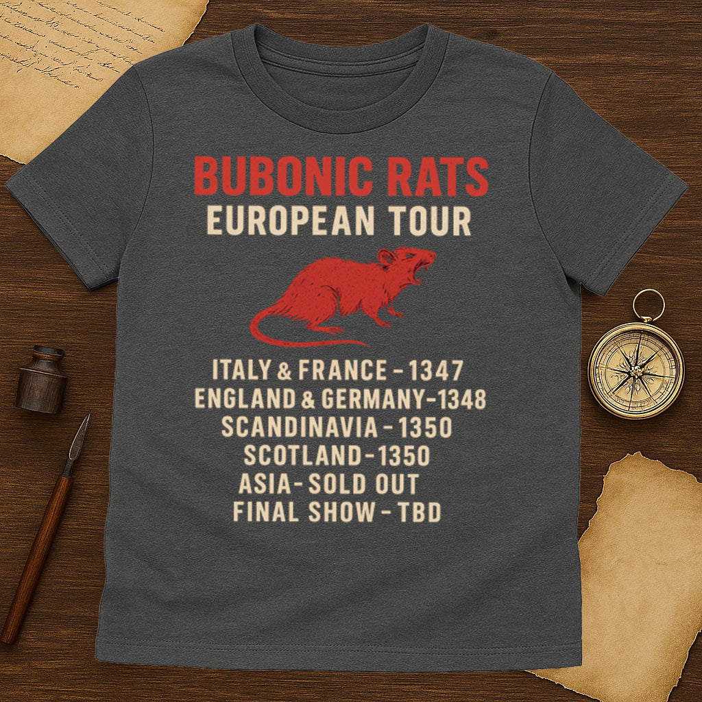 Bubonic Rats European Tour T-Shirt Mockup Dark Heather