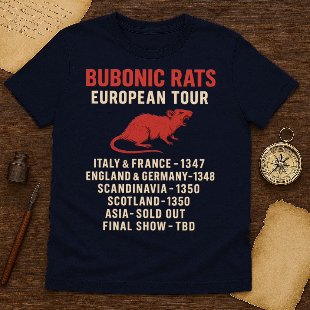 Bubonic Rats European Tour T-Shirt Mockup Navy