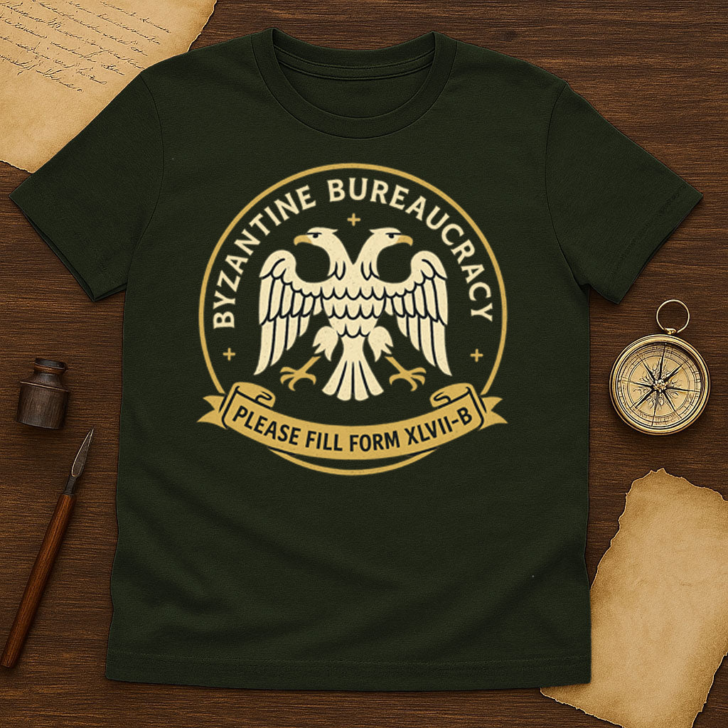 Byzantine Bureaucracy T-Shirt Mockup Military Green