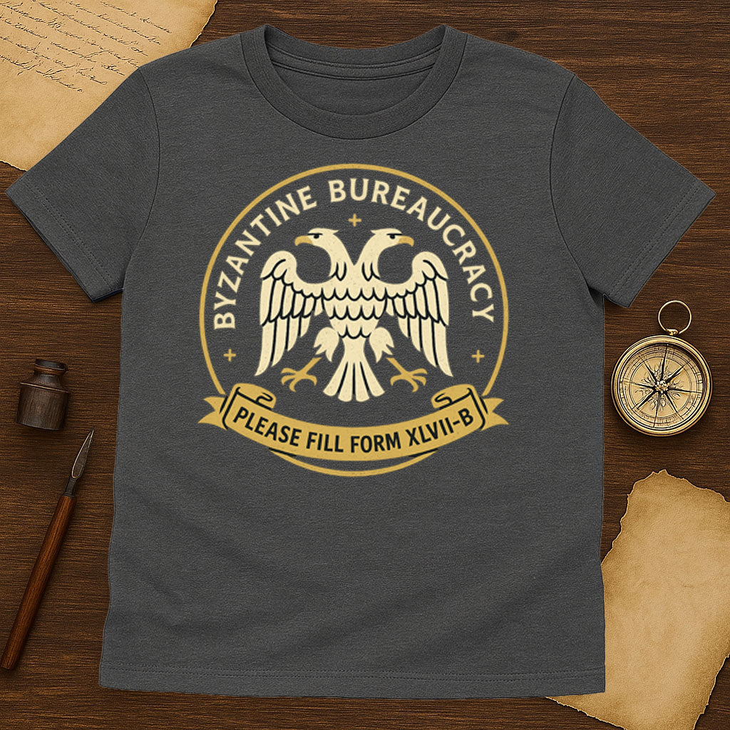 Byzantine Bureaucracy T-Shirt Mockup Dark Heather