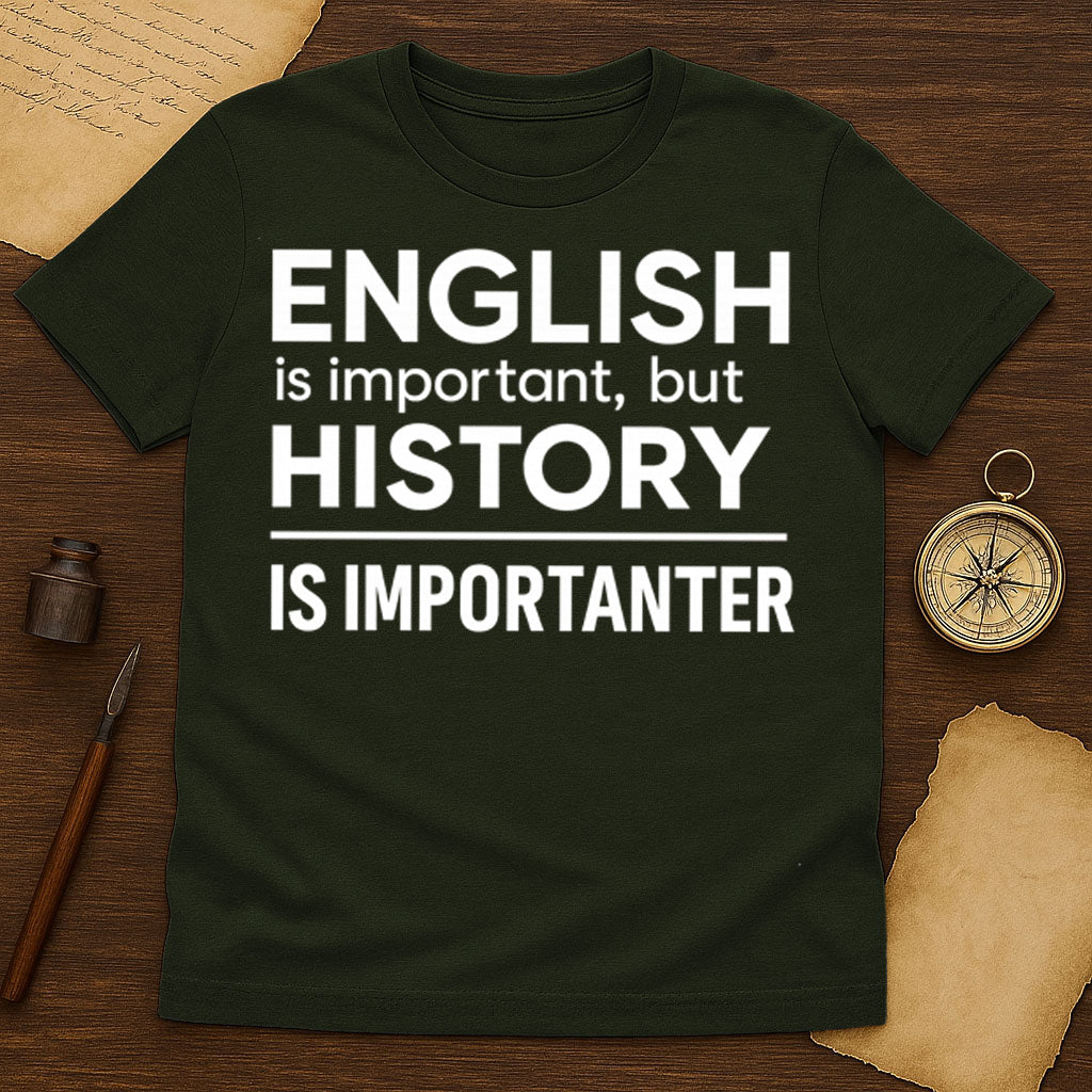 English Is Important T-Shirt Mockup Military Green
