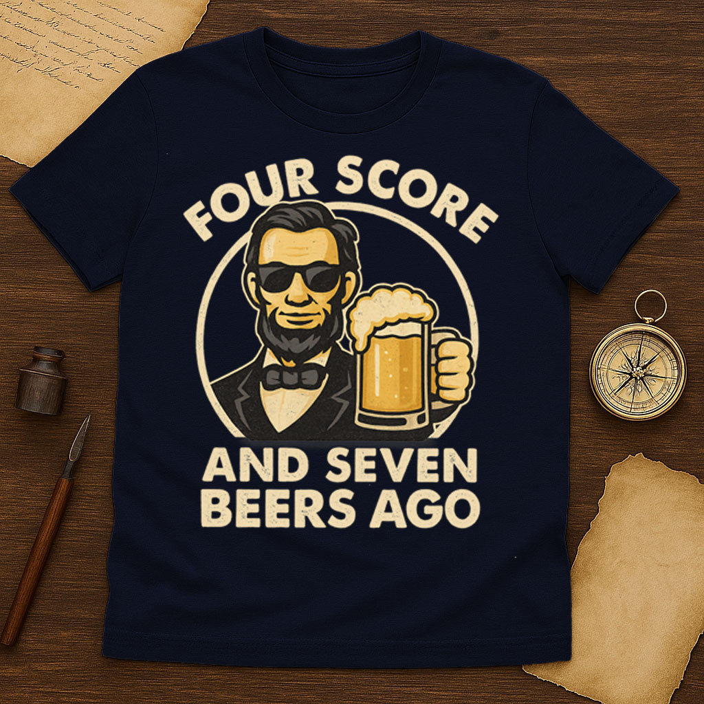 Four Score and Seven Beers T-Shirt Mockup Navy