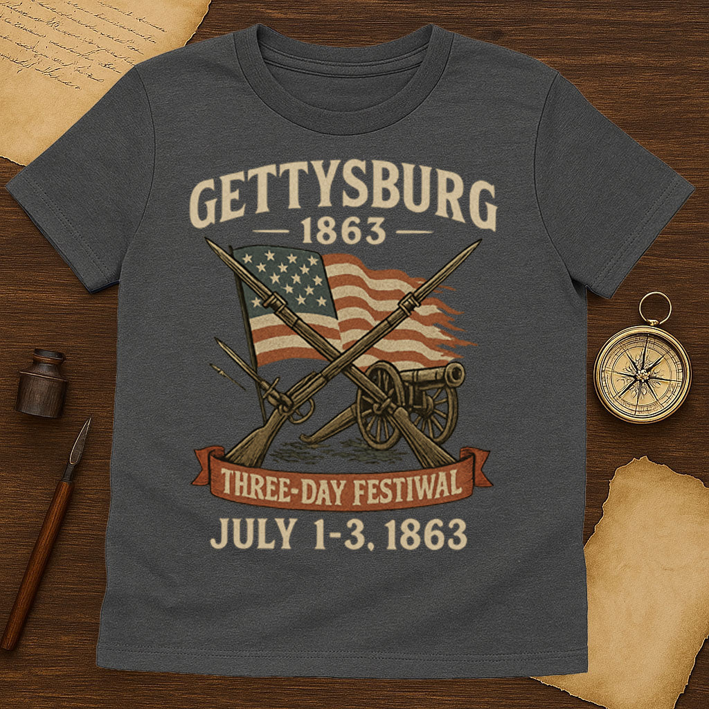 Gettysburg Three-Day Festival T-Shirt Mockup Dark Heather