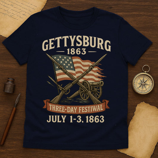 Gettysburg Three-Day Festival T-Shirt Mockup Navy