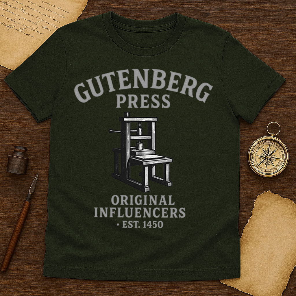 Gutenberg Press T-Shirt Mockup White