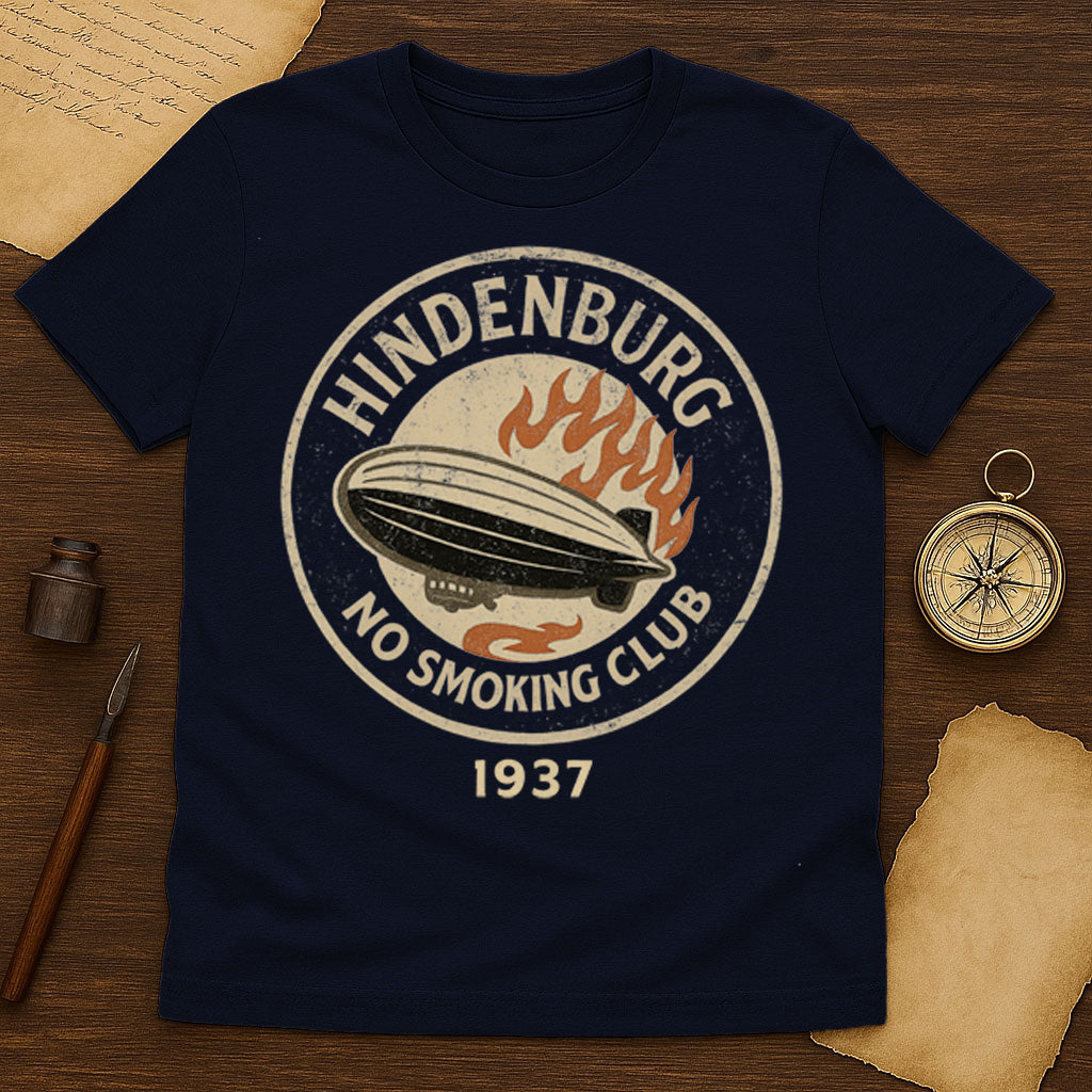 Hindenburg No Smoking Club T-Shirt Mockup Navy