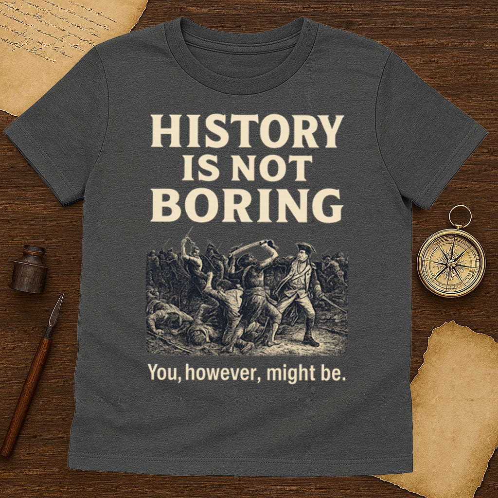 History Is Not Boring T-Shirt Mockup Dark Heather